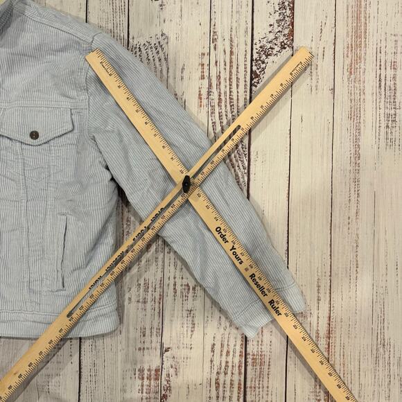 Levi’s Ex-Boyfriend Sherpa Trucker Jacket L Blue Stripe Corduroy NWT - Picture 4 of 8